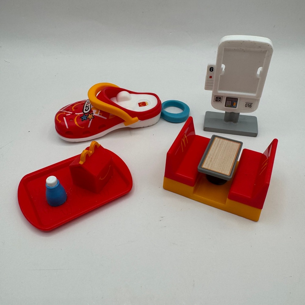 McDonald's Happy Meal Toy Lot Red Yellow Crocs Keychain Booth Tray Menu